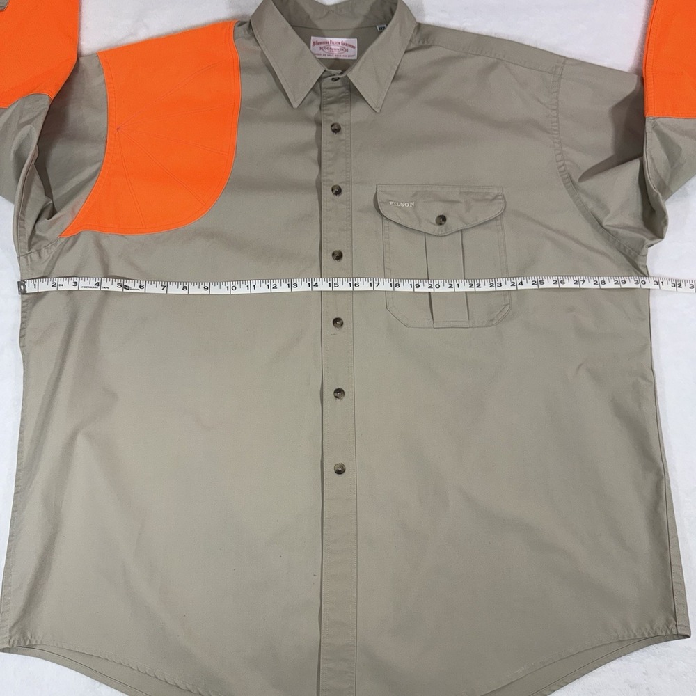 Vtg 90s C.C. Filson Co. Padded Hunting Shooting Shirt Orange Khaki Gorp Sz XXXL - Picture 8 of 16